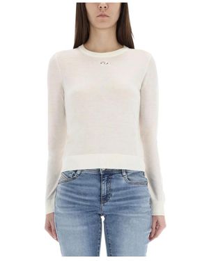 DIESEL Distressed Knit Crew Neck Sweater - Wit