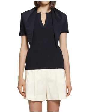 Max Mara Palmeti Rippstrick-T-Shirt - Blau