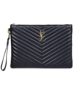 Saint Laurent Zwarte Leren Kalfsboot - Blauw