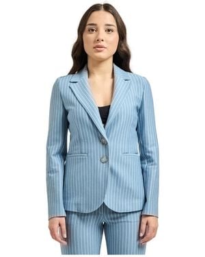 iBlues Cotton Blend Jersey Blazer - Blauw