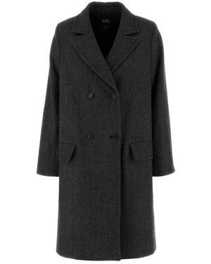 A.P.C. Double-Breasted Coats - Black