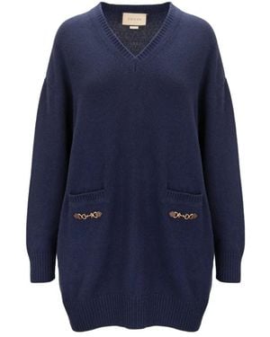 Gucci V-Neck Knitwear - Blue