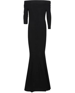 Norma Kamali 3/4 Mouw Jurk Met Vissstaart Zoom En Boothals - Zwart