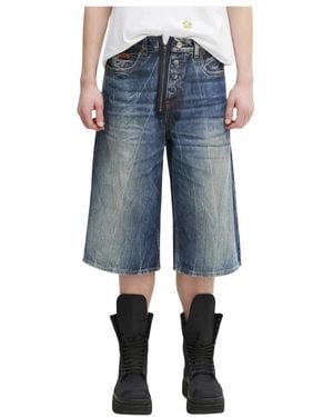 Martine Rose Korte Broeken ,Blauw ,Katoen Zip Jean Shorts