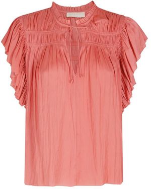 Ulla Johnson Overhemden ,Roze ,Agosta Top Met Fladdermouwen