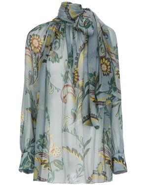 Etro Zijden Blouse Met Zijden Sjaal - Groen