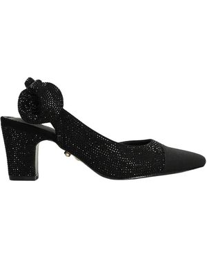 Twentyfourhaitch Lederpumps Mit Strass-Blumendekoration - Schwarz