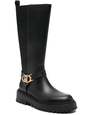 Liu Jo Mid-Calf Boots With-Tone Buckle - Black