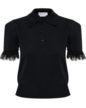 McQueen Tops ,Zwart ,Polo Met Kanten Afwerking
