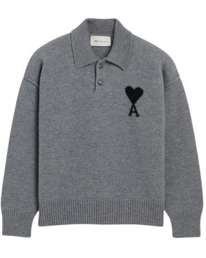 Ami Paris Quota Poloshirt Pullover - Grau