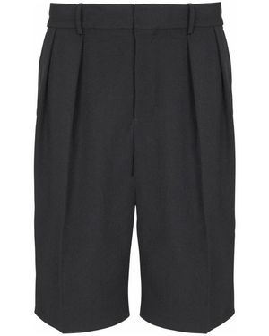 Balmain Bermudashorts Aus Grain-De-Poudre Mit Bundfalten - Schwarz