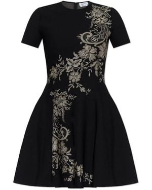 McQueen Kleedjes ,Zwart ,Leer Jurk Met Bloemenmotief