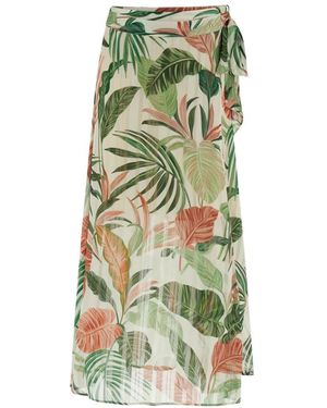 Guess Rokken ,Veelkleurig ,Floral Print Longuette Rok - Groen