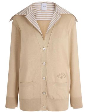 Patou Mix Popeline Collar Cardigan - Naturel