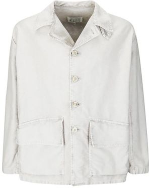 Maison Margiela Baumwollknopfjacke Mit Taschen - Weiß