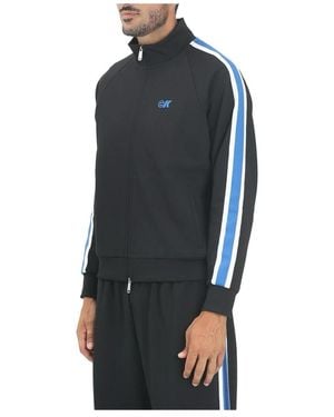 Calvin Klein Hoodies & Sweatvesten ,Zwart ,Polyester Zip-Through Hoodie - Blauw
