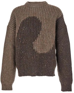 ERL Brauner Bicolor Strick-Crewneck-Pullover