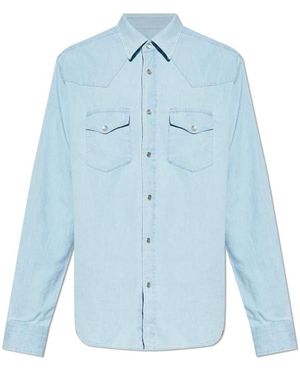Tom Ford Denim Chambray Western Shirt - Blauw