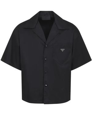 Prada Re-Nylon Overhemd Met Korte Mouwen - Zwart