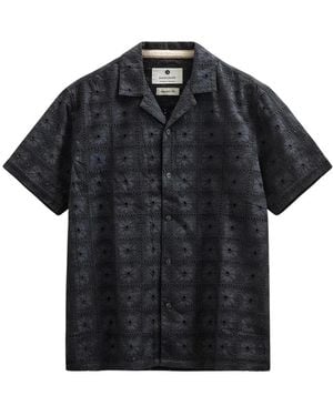 Anerkjendt Overhemden ,Zwart ,Linnen 902328 Akleander Lace Emb Ss Shirt Caviar