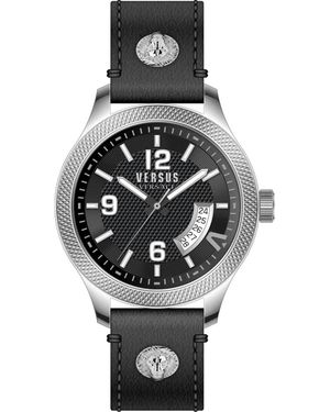 Versus Accessoires ,Zwart ,Leer Reale Horloge - Metallic