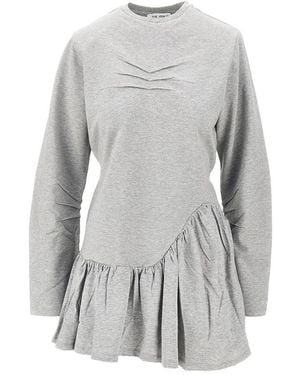 The Attico Kleedjes ,Grijs ,Katoen Mélange Jersey Mini-Jurk