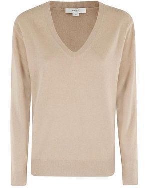 Vince Truien & Vesten ,Bruin ,Kasjmier Weekend V-Neck - Naturel
