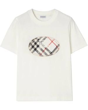 Burberry Knight Stamp T-Shirt Met Ronde Hals - Wit