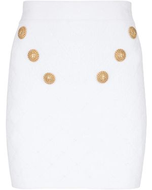 Balmain 6-Knopen Gebreide Rok - Wit