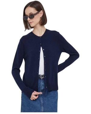 Benetton Truien & Vesten ,Blauw ,Wol Cardigan Van Scheerwol Met Ronde Hals