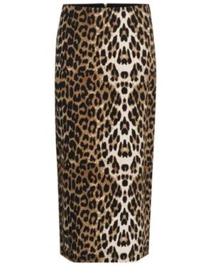 Soaked In Luxury Luipaardprint Slim Fit Midi Rok - Naturel