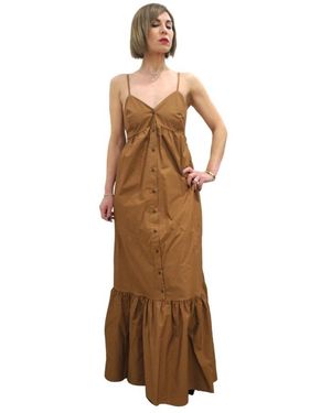 White Wise Kleedjes ,Bruin ,Katoen Maxi Jurk