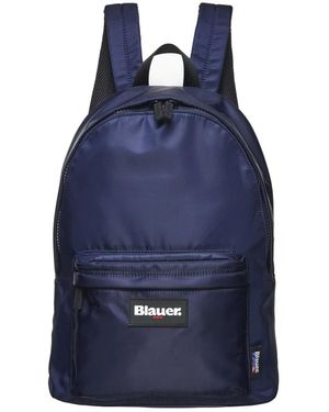 Blauer Nylon-Rucksack Mit Doppelreißverschluss - Blau
