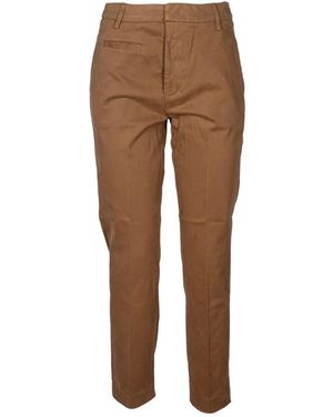 Dondup Broeken ,Rood ,Slim-Fit Stijlvolle Broek - Bruin