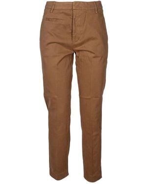 Dondup Broeken ,Rood ,Slim-Fit Stijlvolle Broek - Bruin