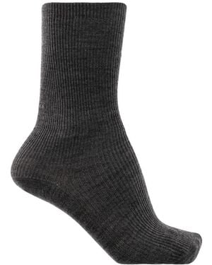 Balenciaga Ondergoed ,Grijs ,Wol Ribbed Wool Socks - Zwart