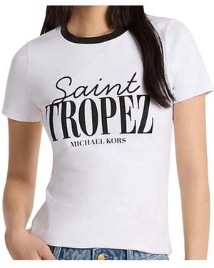 Michael Kors Tops ,Wit ,Katoen St. Tropez Tee - Grijs