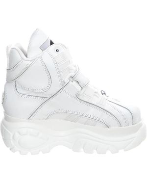 Buffalo Schoenen ,Wit ,Leer Classic Platform Sneaker