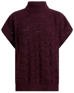 Etro Truien & Vesten ,Rood ,Wol Trui Met Col Van Wolmix - Paars