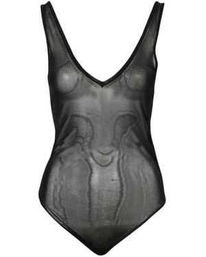 Grifoni Tops ,Zwart ,Body Top - Grijs