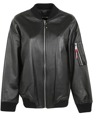 DSquared² Bomber Oversize De Cuero Negro, Mujer, Talla - Gris