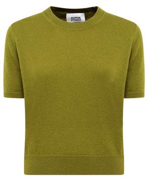 Alpha Studio Round-Neck Knitwear - Verde