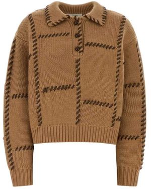 FRAME Tops ,Bruin ,Wol Leather Stitch Sweater