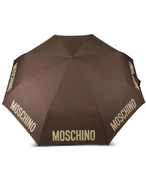 Moschino Kontrastierender Logo-Druck Regenschirm - Braun