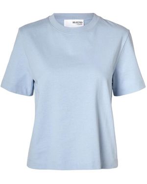 SELECTED Blauwe Cashmere Boxy Tee