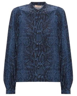 Twinset Crêpe De Chine Python Print Bluse - Blau