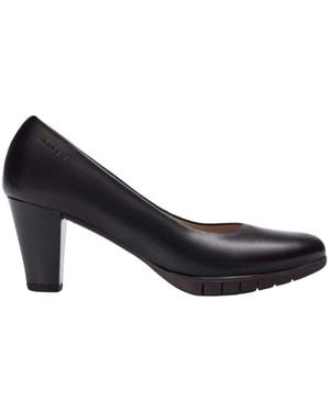 Wonders Schwarze Lederschuhe Mit Hohem Absatz - Blau