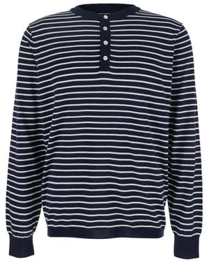 AFTER PRAY T-Shirt Mit Rundhalsausschnitt Und Allover-Streifenmuster - Blau