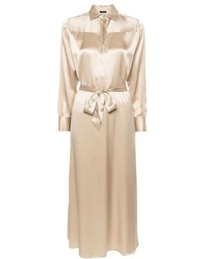 Kiton Klassieke Kraag Zijden Blousejurk - Naturel