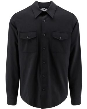 Aspesi Overhemden ,Zwart ,Wol Double Shirt - Blauw